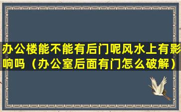 办公楼能不能有后门呢风水上有影响吗（办公室后面有门怎么破解）