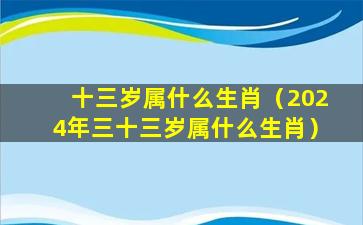 十三岁属什么生肖（2024年三十三岁属什么生肖）