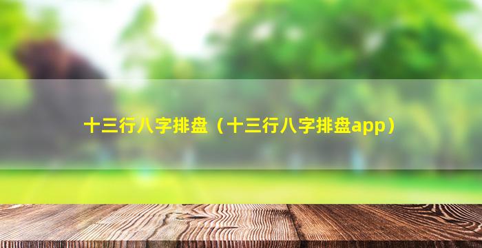 十三行八字排盘（十三行八字排盘app）