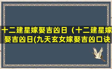 十二建星嫁娶吉凶日（十二建星嫁娶吉凶日(九天玄女嫁娶吉凶口诀)）