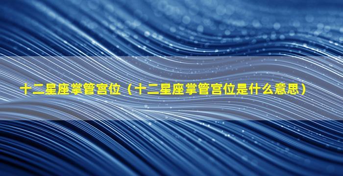 十二星座掌管宫位（十二星座掌管宫位是什么意思）