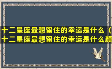 十二星座最想留住的幸运是什么（十二星座最想留住的幸运是什么颜色）