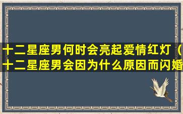 十二星座男何时会亮起爱情红灯（十二星座男会因为什么原因而闪婚）