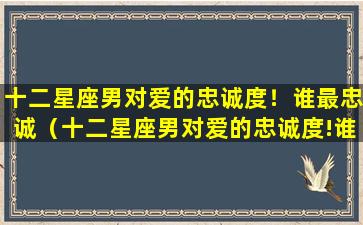 十二星座男对爱的忠诚度！谁最忠诚（十二星座男对爱的忠诚度!谁最忠诚呢）