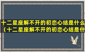 十二星座解不开的初恋心结是什么（十二星座解不开的初恋心结是什么意思）