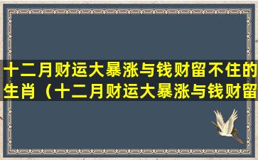 十二月财运大暴涨与钱财留不住的生肖（十二月财运大暴涨与钱财留不住的生肖有关系吗）