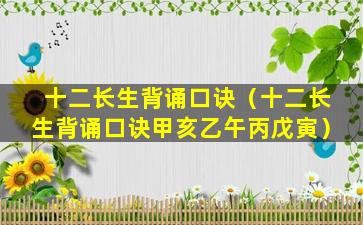 十二长生背诵口诀（十二长生背诵口诀甲亥乙午丙戊寅）