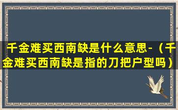 千金难买西南缺是什么意思-（千金难买西南缺是指的刀把户型吗）