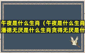 午夜是什么生肖（午夜是什么生肖潘德无厌是什么生肖贪得无厌是什么生肖）