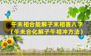 午未相合能解子末相害八字（午未合化解子午相冲方法）