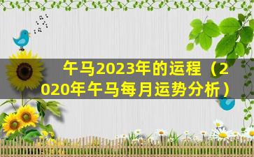 午马2023年的运程（2020年午马每月运势分析）