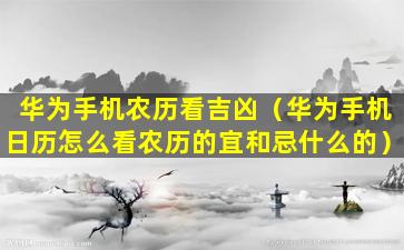 华为手机农历看吉凶（华为手机日历怎么看农历的宜和忌什么的）