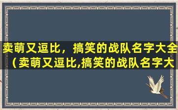 卖萌又逗比，搞笑的战队名字大全（卖萌又逗比,搞笑的战队名字大全四个字）