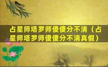 占星师塔罗师傻傻分不清（占星师塔罗师傻傻分不清真假）