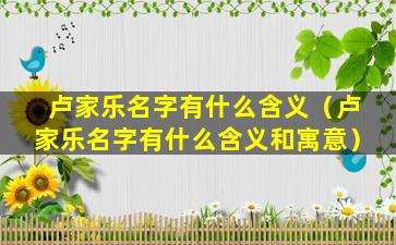 卢家乐名字有什么含义（卢家乐名字有什么含义和寓意）