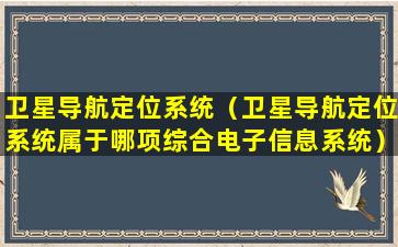 卫星导航定位系统（卫星导航定位系统属于哪项综合电子信息系统）