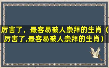 厉害了，最容易被人崇拜的生肖（厉害了,最容易被人崇拜的生肖）