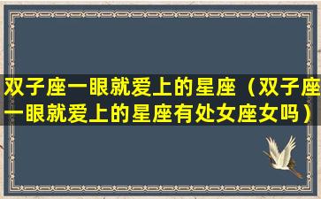 双子座一眼就爱上的星座（双子座一眼就爱上的星座有处女座女吗）