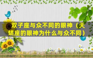 双子座与众不同的眼神（天蝎座的眼神为什么与众不同）