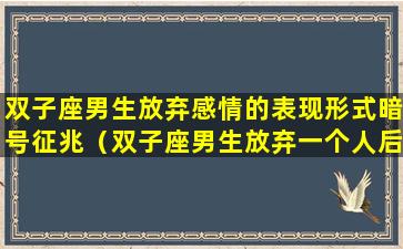 双子座男生放弃感情的表现形式暗号征兆（双子座男生放弃一个人后会回头吗）