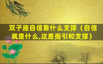 双子座自信靠什么支撑（自信就是什么,这是指引和支撑）