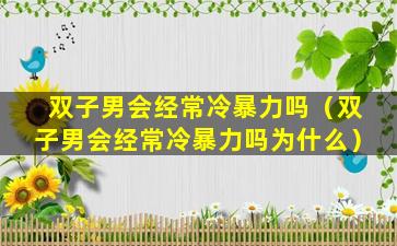 双子男会经常冷暴力吗（双子男会经常冷暴力吗为什么）