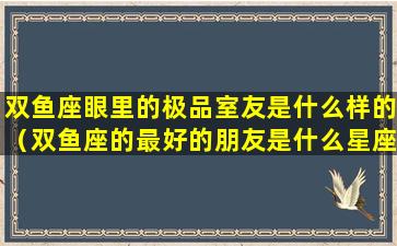 双鱼座眼里的极品室友是什么样的（双鱼座的最好的朋友是什么星座）