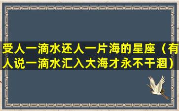 受人一滴水还人一片海的星座（有人说一滴水汇入大海才永不干涸）