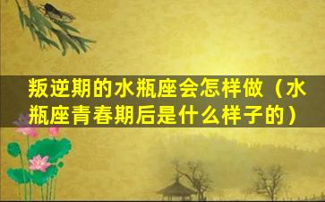 叛逆期的水瓶座会怎样做（水瓶座青春期后是什么样子的）