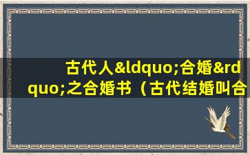 古代人“合婚”之合婚书（古代结婚叫合什么礼,怎么念）