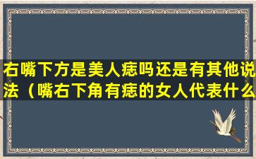 右嘴下方是美人痣吗还是有其他说法（嘴右下角有痣的女人代表什么意思）