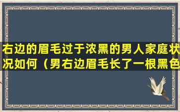 右边的眉毛过于浓黑的男人家庭状况如何（男右边眉毛长了一根黑色的长眉毛）