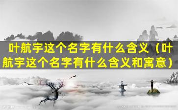 叶航宇这个名字有什么含义（叶航宇这个名字有什么含义和寓意）