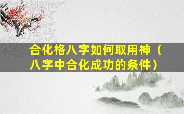 合化格八字如何取用神（八字中合化成功的条件）