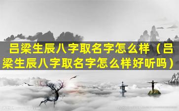 吕梁生辰八字取名字怎么样（吕梁生辰八字取名字怎么样好听吗）