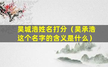 吴城浩姓名打分（吴承浩这个名字的含义是什么）