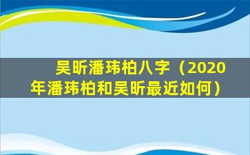 吴昕潘玮柏八字（2020年潘玮柏和吴昕最近如何）