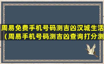 周易免费手机号码测吉凶汉城生活（周易手机号码测吉凶查询打分测试）