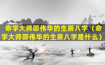 命学大师邵伟华的生辰八字（命学大师邵伟华的生辰八字是什么）