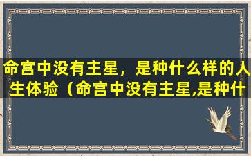 命宫中没有主星，是种什么样的人生体验（命宫中没有主星,是种什么样的人生体验）