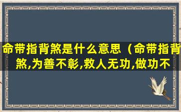 命带指背煞是什么意思（命带指背煞,为善不彰,救人无功,做功不得好）