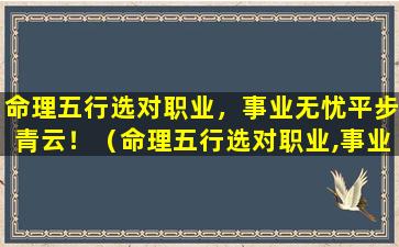 命理五行选对职业，事业无忧平步青云！（命理五行选对职业,事业无忧平步青云!）