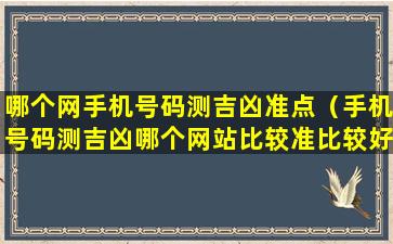 哪个网手机号码测吉凶准点（手机号码测吉凶哪个网站比较准比较好）