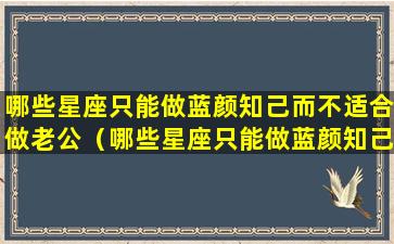 哪些星座只能做蓝颜知己而不适合做老公（哪些星座只能做蓝颜知己而不适合做老公呢）