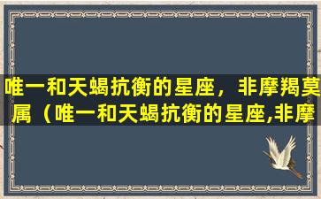 唯一和天蝎抗衡的星座，非摩羯莫属（唯一和天蝎抗衡的星座,非摩羯莫属什么意思）