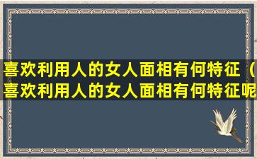 喜欢利用人的女人面相有何特征（喜欢利用人的女人面相有何特征呢）