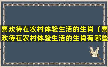 喜欢待在农村体验生活的生肖（喜欢待在农村体验生活的生肖有哪些）