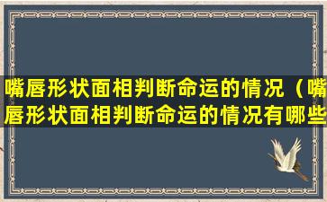 嘴唇形状面相判断命运的情况（嘴唇形状面相判断命运的情况有哪些）