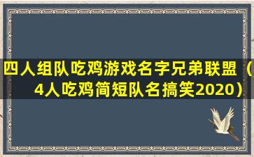 四人组队吃鸡游戏名字兄弟联盟（4人吃鸡简短队名搞笑2020）