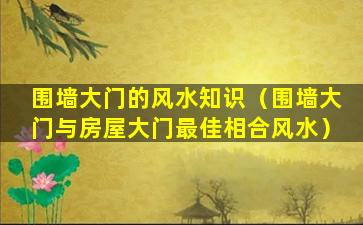 围墙大门的风水知识（围墙大门与房屋大门最佳相合风水）